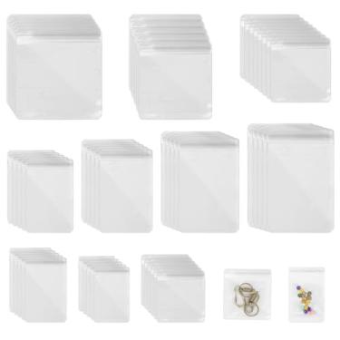 Imagem de Glarks 100 unidades de 7,6 a 15,2 cm, 10 tamanhos de 0,1 cm de espessura, sacos de poliéster de PVC seláveis, bolsa de celofane transparente resselável para joias, armazenamento de pulseira