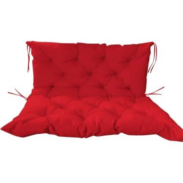 Imagem de Almofadas De Banco Externo Com Encosto, Almofadas De Banco De Substituição Reclináveis Impermeáveis De 2 Ou 3 Lugares Com Alças Para Móveis De Varanda De Jard, Red, 120 * 100 * 10cm