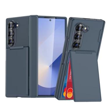 Imagem de HAOMRIYL Capa para Samsung Galaxy Z Fold 7, capa invisível com suporte para cartão dobradiça à prova de choque capa rígida de policarbonato, azul, dobra 7