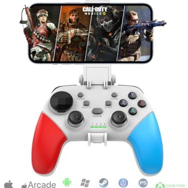 Imagem de Mobile Gaming Controller, Wireless Controller for iPhone/iOS/Android/PC/Steam Deck Gamepad with Phone Holder, Turbo, Joystick for iPhone 14/13/12/iPad/MacBook/Samsung/Tablet, Call of Duty, Apex, White