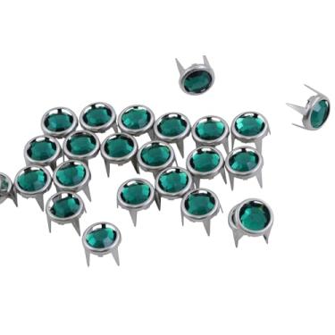 Imagem de Allstarco 7 mm Emerald CH18 Bedazzler Recargas de strass preset strass em aros para embelezamentos de vestuário couro artesanato faça você mesmo decorar sapatos, cintos, tamanho de camiseta 30-100