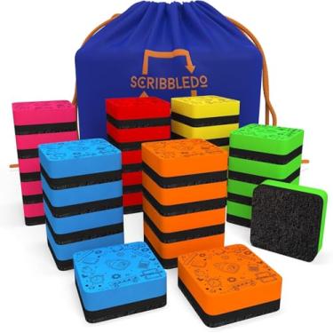 Imagem de Pacote com 30 borrachas apagáveis a seco, cores sortidas, borrachas magnéticas para quadro branco para crianças e estudantes - Sem manchas pequenas apagáveis a seco para sala de aula, casa, escola e