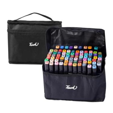 Imagem de Kit 80 Marcadores Canetinha Ponta Dupla Touch Sweet + Estojo | Canetas Coloridas à Base de Álcool | Ponta Fina e Grossa | Ideal para Desenho, Arquitetura, Moda, Mangás e Ilustrações (80 CORES)
