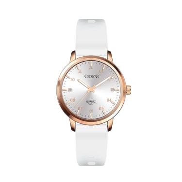 Imagem de RUYEOOK Relógio de quartzo, relógio de pulso feminino moderno casual com pulseira de silicone, marcadores de strass, relógios esportivos à prova d'água, presente para enfermeiras, G682 branco, Casual