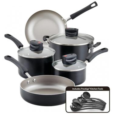 Imagem de Conjunto de Panelas e Frigideiras Antiaderentesb, 9 Peças, FARBERWARE 22397, Preto