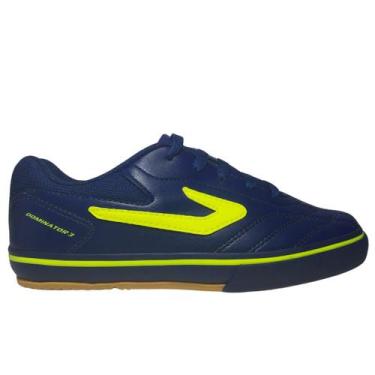 Imagem de Chuteira Tênis Infantil Juvenil Futsal Topper Dominator 3 Jr, Azul mar