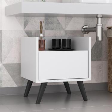 Imagem de Gabinete Armário Banheiro 40cm+Pés Retrô Mp5037 Branco/Preto