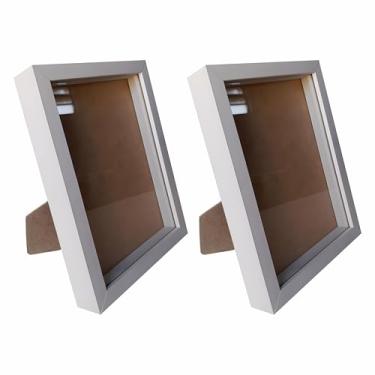 Imagem de Kit 2 Molduras Caixa Alta Revestida com Vidro Mais Fundo em MDF com Suporte - 20x30cm - 1,5x3 Cor:BRANCO;Tamanho:20X30 C