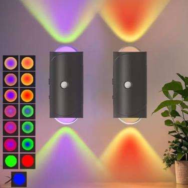 Imagem de Luz com sensor de movimento para ambientes internos, luz noturna, corpo, corredor, recarregável, LED, sem fio, arandelas de parede que mudam de cor, lâmpada de parede para iluminação de festa em casa