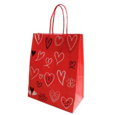 Imagem de Kit 10 Sacola De Papel Kraft Vermelha Amore 23,5X10X31Cm - Db