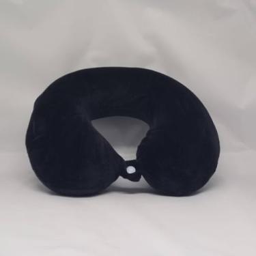 Imagem de Almofada de Pescoço para Viagem Toque Aveludado Macio (Preto)