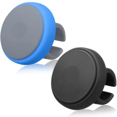 Imagem de Timtin 2 peças de botão giratório para volante, rotação de 360 graus, superfície de silicone e rolamentos de metal para carros, caminhões, tratores, barcos (azul-cinza e preto)