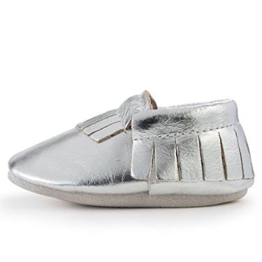 Imagem de BirdRock Baby Mocassins - Mais de 30 estilos para meninos e meninas! Cada par alimenta uma criança, Prata, 4 Infant