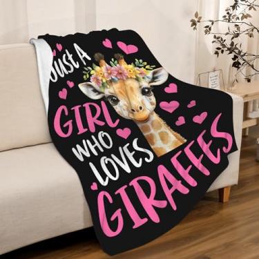 Imagem de ARTBLANKET Just A Girl Who Loves Girafas Cobertor Presentes para Meninos Meninas, Super Macio Quente Leve Cobertor para Sofá Infantil Decoração de Casa 102 x 127 cm para Crianças