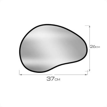 Imagem de Bandeja Espelhada de Luxo Decorativa Orgânica Borda em Couro Lavabo Cantinho do Café (Preto, Eleganza37x26)