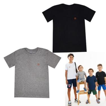 Imagem de Kit 2 Camisetas Manga Curta Juvenil Menino Lisa Verão Roupa Infantil M