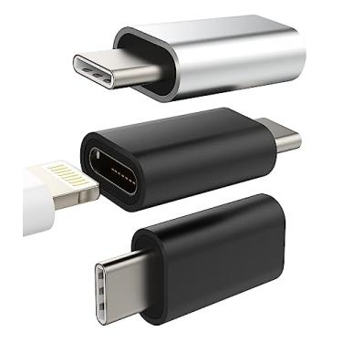 Imagem de Cabo adaptador USB C macho para Lightning fêmea (pacote com 3) para Apple para iPhone15 Pro Max Plus para iPad 10, Air4, Mini, Pro 12,9, compatível com Samsung Galaxy S23 Z Flip tipo C conversor de