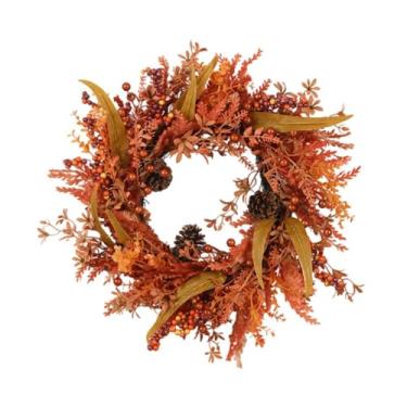 Imagem de Tachiuwa Guirlanda de eucalipto com frutas vermelhas de outono, guirlanda de outono, ornamento floral artificial de Halloween, de porta para arranjos de