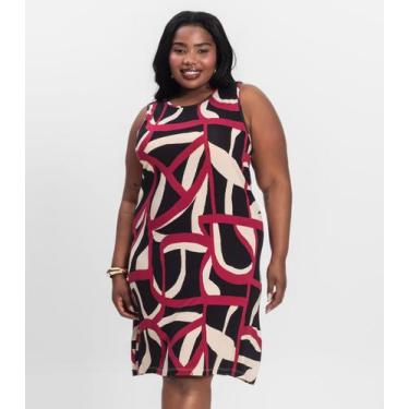 Imagem de Vestido Plus Size Estampado Infinita Cor Vermelho, G3, Vermelho