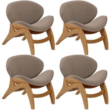 Imagem de Kit 4 Poltronas Decorativa Orgânica Sala Living Kadosh L02 Bouclê Bege - Lyam Decor