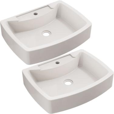 Imagem de Kit 02 Cubas de Apoio Retangular Para Banheiro Lavabo C01 RT50 Bege - Lyam Decor