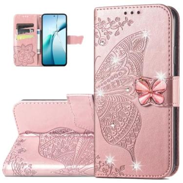 Imagem de Monwutong Capa carteira para Motorola Edge 60 Fusion, capa flip de couro PU à prova de choque com estampa de borboleta 3D, fecho magnético e compartimentos para cartões de dinheiro para Moto Edge 60