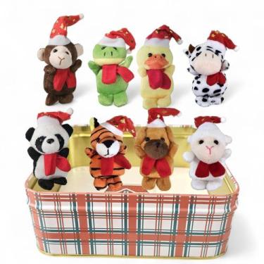 Imagem de Coleção 8 Animais Natalinos Pelúcia 8cm C/ Lata Papai Noel - Mkt Multi