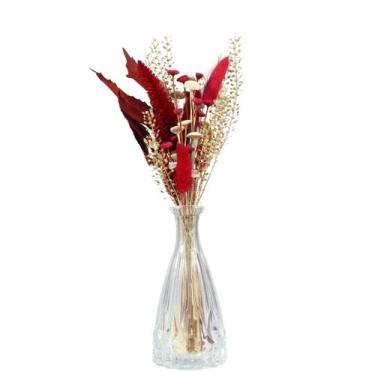 Imagem de Arranjo Floral Seco no Vaso de Vidro Decorativo - Transparente - Pense