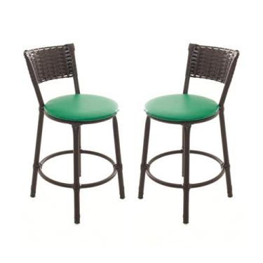 Imagem de KIT 2 Banquetas Baixa Encapada Junco CAFÉ Area Gourmet - ESPAÇO JUNCO,