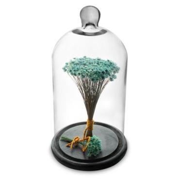 Imagem de Arranjo de Flores Secas Sempre Viva na Cupula - Pense Flores, Azul Beb