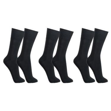 Imagem de Kit 3 Pares de Meias Selene Social Clássica Masculina, Preto, 37-44