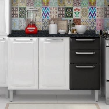 Imagem de Balcão Cozinha em Aço 3 Portas 2 Gavetas 120cm com Tampo Dobradiças Sl