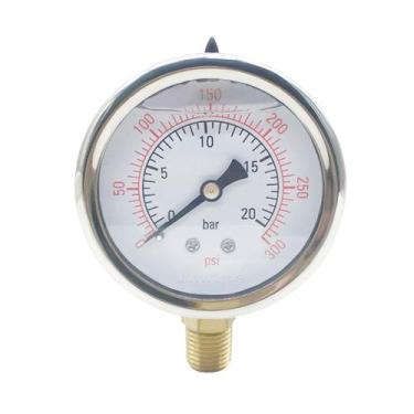 Imagem de Medidor de pressão Joywayus 0-300 PSI em latão 1/4 NPT macho