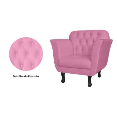 Imagem de Kit 2 Poltronas Decorativa Dália Suede Rosa Pés Madeira Mz Decor - Maz