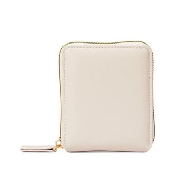 Imagem de Bolsa de dinheiro de grande capacidade retrô com zíper porta-moedas de luxo PU (branca), Branco, Carteira curta