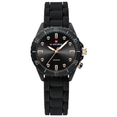 Imagem de Relógio De Quartzo Feminino Design Casual Pulseira De Silicone 5atm à Prova D´agua Preto