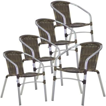 Imagem de 5 Cadeiras De Alumínio Floripa Trama Original Cozinha Cappuccino