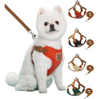 Imagem de Peitoral para cães com coleira para animais de estimação de 1,8 m - material respirável, colete acolchoado macio para cães e gatos pequenos a médios, regata ajustável macia adequada para animais de