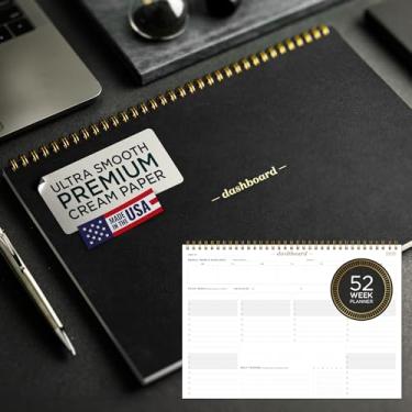 Imagem de Ink+Volt Painel de mesa espiral | Bloco de notas planejador semanal sem data com 52 folhas sem data, planejador de produtividade premium, lista de tarefas semanais minimalistas para trabalho e estudo