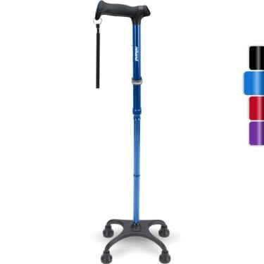 Imagem de Quad Cane Rehand Ever com alça ergonômica ajustável em azul