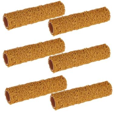 Imagem de Conjunto de 6 rolos de pintura texturizados de 23 cm, capas de rolo de pintura com textura pequena para massa, revestimentos texturizados, pintura de paredes, teto, melhoria da casa (marrom)
