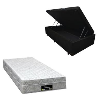 Imagem de Cama Box Baú Blindada com Colchão RivIera Molas Ensacadas 25cm de altura (SUEDE PRETO, Solteiro)