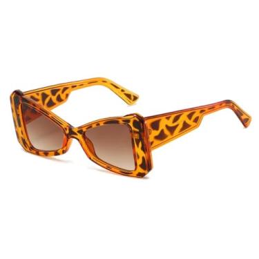 Imagem de HCPIHF Óculos de sol vintage estilo borboleta, feminino, gradiente, luxo, masculino, punk, uv400 (marrom-leopardo)