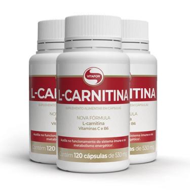 Imagem de Kit 3 L-carnitina + B6 Vitafor 120 Cápsulas