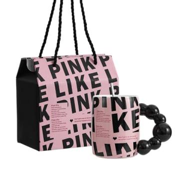 Imagem de ZjenNbecoHpave Caneca de cerâmica rosa de luxo com caixa de presente e colher – Presente elegante para o dia das mães e café do dia a dia!