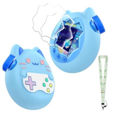 Imagem de Case for Tamagotchi Paradise with Lanyard & 2 Screen Protectors – Cute Silicone Cover for Kids, Shockproof Shell for Tamagotchi Keychain, Anti-Drop Holder(Blue)
