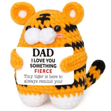Imagem de FEFAMM Christmas Birthday Gifts for Dad from Daughter Son Wife - Mini Funny Handmade Crochet Tiger Fierce I Love You Gift Idea Cute Stuff Christmas Birthday Gifts for Daddy Father New Dad Men