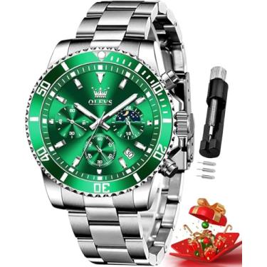 Imagem de Relógio Masculino Luxo Negócios, à Prova D'água, Relógio Mostrador de Data, Quartzo Pulseira em Aço Inoxidável Relógios de Pulso Masculinos Verde 2870