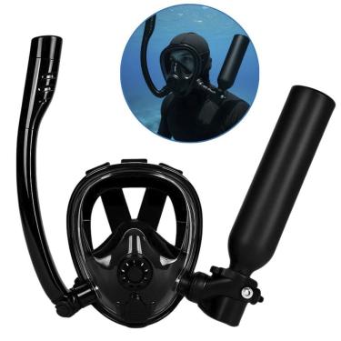 Imagem de Mascara De Mergulho Cilindro Oxigenio Ar Manometro Oculos Snorkel Nataçao Suporte Camera Anti Embaçamento
