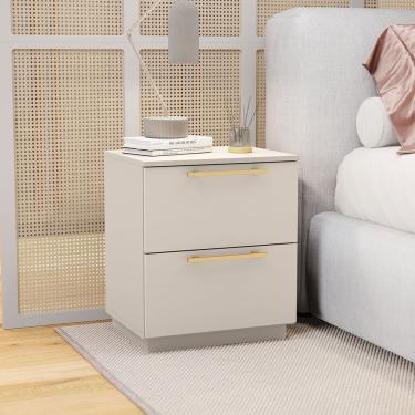 Imagem de Mesa Cabeceira Quarto 50cm Com 2 Gavetas Magna Fendi V01 - D'rossi